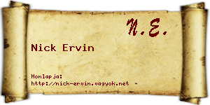 Nick Ervin névjegykártya